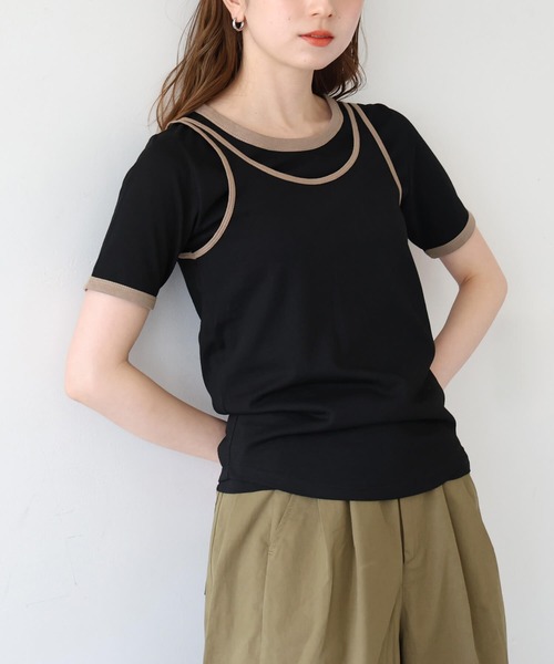 tiptop(ティップトップ)の「【ZOZO限定アイテム】バイカラータンクレイヤードTシャツ(Tシャツ/カットソー・レディース・ブラック/ブラウン/アイボリー・FREE)」の19枚目の写真