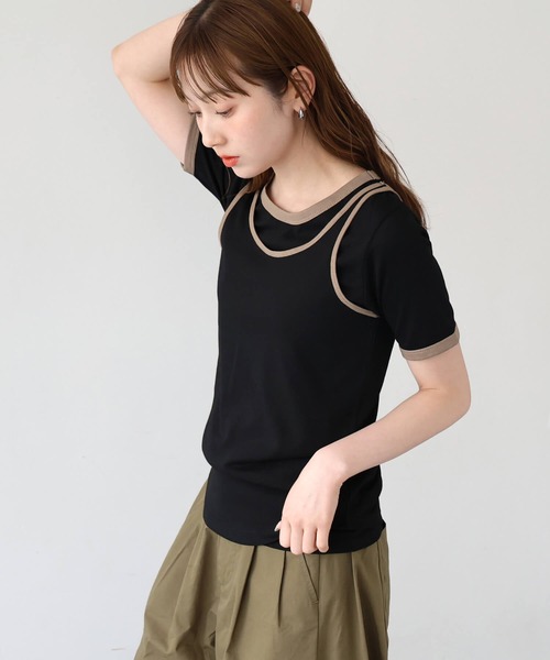 tiptop(ティップトップ)の「【ZOZO限定アイテム】バイカラータンクレイヤードTシャツ(Tシャツ/カットソー・レディース・ブラック/ブラウン/アイボリー・FREE)」の21枚目の写真