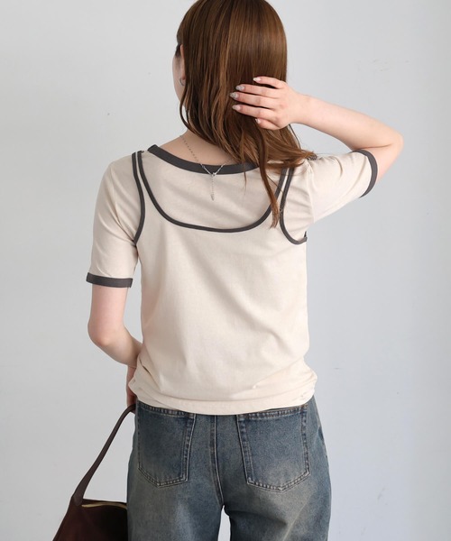 tiptop(ティップトップ)の「【ZOZO限定アイテム】バイカラータンクレイヤードTシャツ(Tシャツ/カットソー・レディース・ブラック/ブラウン/アイボリー・FREE)」の10枚目の写真