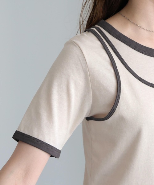 tiptop(ティップトップ)の「【ZOZO限定アイテム】バイカラータンクレイヤードTシャツ(Tシャツ/カットソー・レディース・ブラック/ブラウン/アイボリー・FREE)」の14枚目の写真