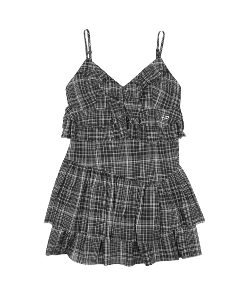 ORDINARY HOLIDAY（オーディナリー ホリデー）の「CHECK RUFFLE DRESS [CHARCOAL]（ワンピース・レディース・その他・SMALL/MEDIUM）」の2枚目の写真