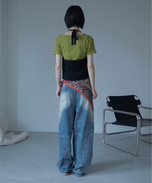 VACANCY(ヴァカンシー)の「ウェーブステッチ配色シンプルTシャツ(Tシャツ/カットソー・レディース・ホワイト/ブラック/グリーン・FREE)」の12枚目の写真
