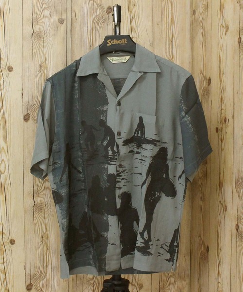 Schott(ショット)の「BEACH GIRLS RAYON SHIRT(シャツ/ブラウス・メンズ・チャコールグレー/イエロー・XXL/XL/M/L)」の3枚目の写真