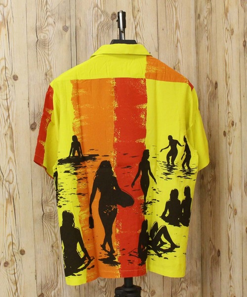 Schott(ショット)の「BEACH GIRLS RAYON SHIRT(シャツ/ブラウス・メンズ・チャコールグレー/イエロー・XXL/XL/M/L)」の7枚目の写真