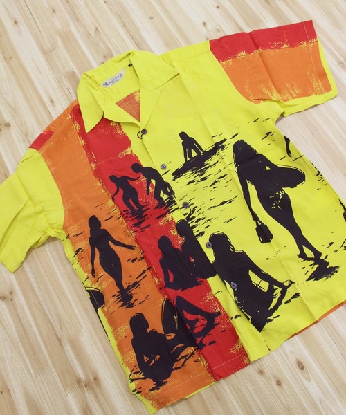Schott(ショット)の「BEACH GIRLS RAYON SHIRT(シャツ/ブラウス・メンズ・チャコールグレー/イエロー・XXL/XL/M/L)」の8枚目の写真