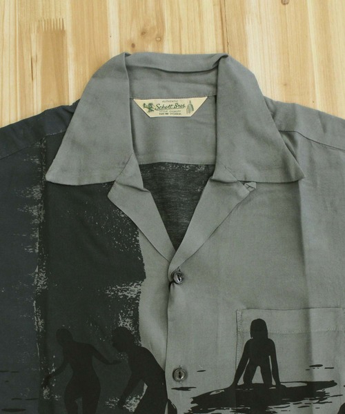 Schott(ショット)の「BEACH GIRLS RAYON SHIRT(シャツ/ブラウス・メンズ・チャコールグレー/イエロー・XXL/XL/M/L)」の9枚目の写真