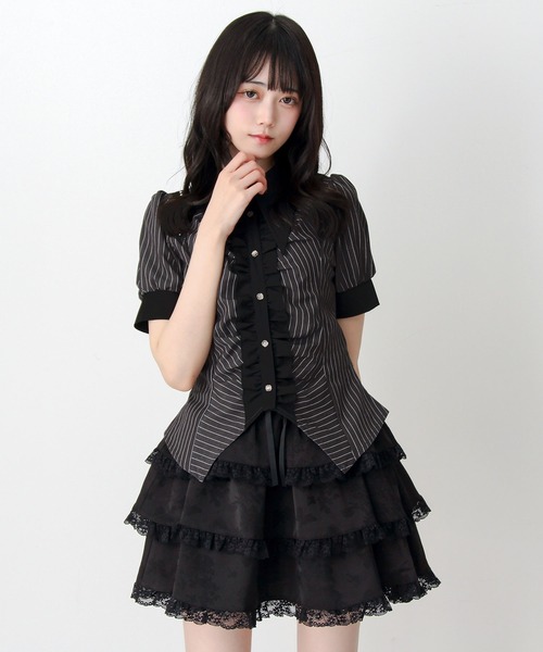 DearMyLove(ディアマイラブ)の「ゴシック風角襟フリルレースアップギャザーブラウス(シャツ/ブラウス・レディース・ブラック/グレー/ボルドー・3L/LARGE/MEDIUM)」の11枚目の写真