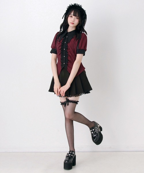 DearMyLove(ディアマイラブ)の「ゴシック風角襟フリルレースアップギャザーブラウス(シャツ/ブラウス・レディース・ブラック/グレー/ボルドー・3L/LARGE/MEDIUM)」の15枚目の写真