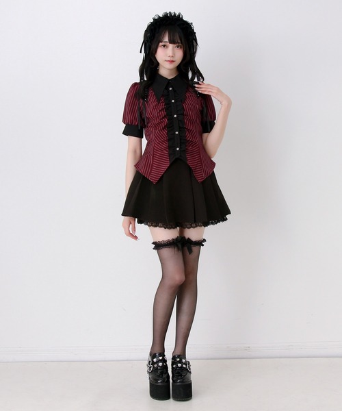 DearMyLove(ディアマイラブ)の「ゴシック風角襟フリルレースアップギャザーブラウス(シャツ/ブラウス・レディース・ブラック/グレー/ボルドー・3L/LARGE/MEDIUM)」の17枚目の写真
