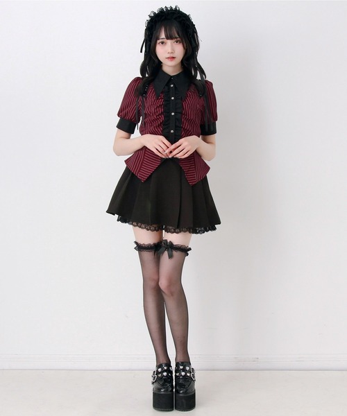 DearMyLove(ディアマイラブ)の「ゴシック風角襟フリルレースアップギャザーブラウス(シャツ/ブラウス・レディース・ブラック/グレー/ボルドー・3L/LARGE/MEDIUM)」の20枚目の写真
