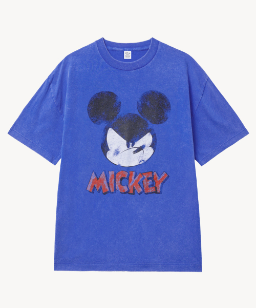 VTWO(ブイツー)の「フェイドウォッシングフェイス_ミッキー_ Tシャツ (BLUE)(Tシャツ/カットソー・レディース・その他・LARGE/MEDIUM)」の2枚目の写真