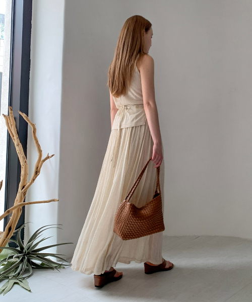 VASCARA（バスカラ）の「Bella Linen Long Knit Skirt (2colors)（スカート・レディース・ベージュ/グレー・FREE）」の4枚目の写真