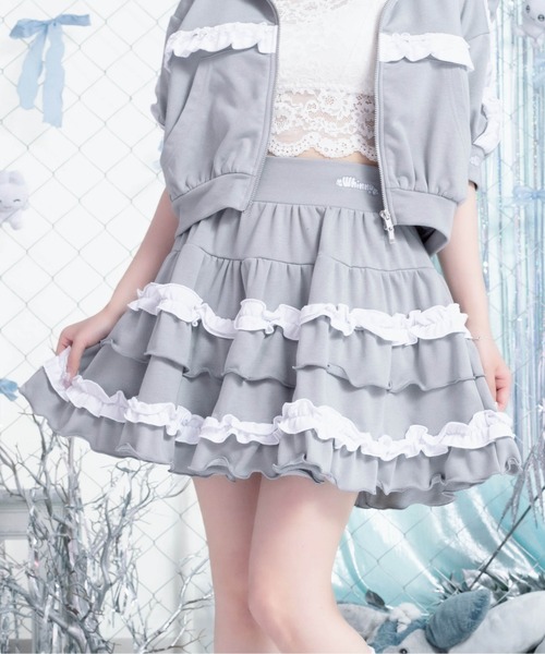 Whinny(ホワイニー)の「Whinny/【Whinny×やさうさちゃん】ロマンチストやさうさちゃんスカート(スカート・レディース・グレー/ホワイト/ブラック・FREE)」の3枚目の写真