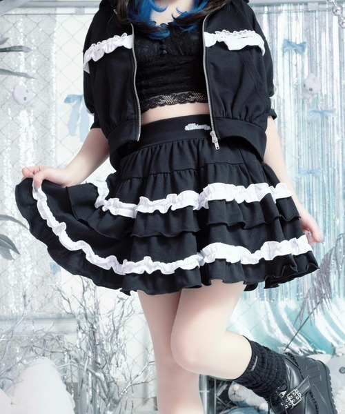 Whinny(ホワイニー)の「Whinny/【Whinny×やさうさちゃん】ロマンチストやさうさちゃんスカート(スカート・レディース・グレー/ホワイト/ブラック・FREE)」の10枚目の写真