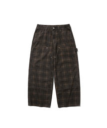 Checked Double Knee Pants - Brown