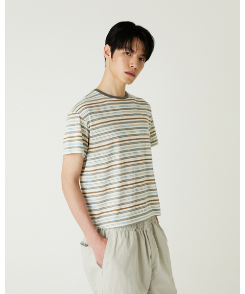 THEENDQUESTION(ジエンドクエスチョン)の「Cool stripe t-shirt / GRAY(Tシャツ/カットソー・レディース・その他・1/2)」の9枚目の写真