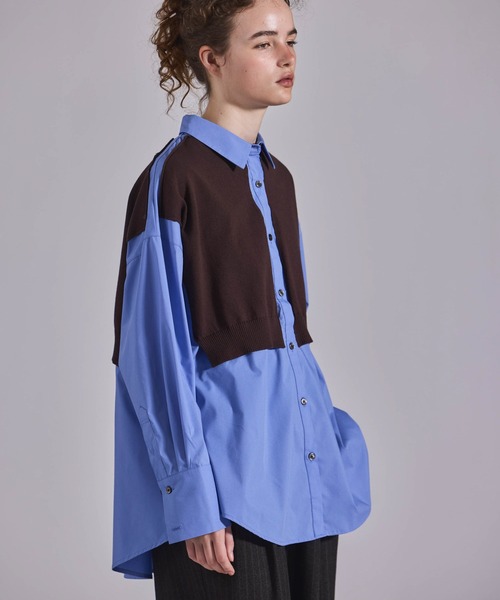 Kelen(ケレン)の「「KELEN / ケレン」パネルデザインニットコンビブラウス(シャツ/ブラウス・レディース・オフホワイト/サックスブルー/ベージュ・S/M)」の7枚目の写真