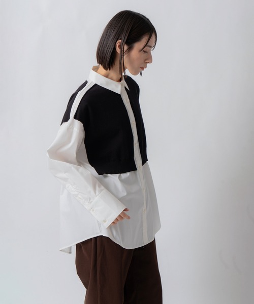 Kelen(ケレン)の「「KELEN / ケレン」パネルデザインニットコンビブラウス(シャツ/ブラウス・レディース・オフホワイト/サックスブルー/ベージュ・S/M)」の12枚目の写真