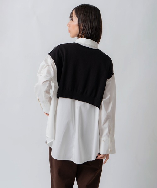 Kelen(ケレン)の「「KELEN / ケレン」パネルデザインニットコンビブラウス(シャツ/ブラウス・レディース・オフホワイト/サックスブルー/ベージュ・S/M)」の14枚目の写真