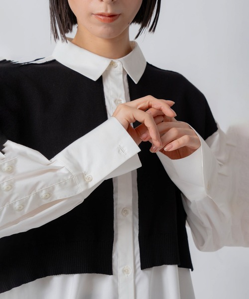 Kelen(ケレン)の「「KELEN / ケレン」パネルデザインニットコンビブラウス(シャツ/ブラウス・レディース・オフホワイト/サックスブルー/ベージュ・S/M)」の15枚目の写真