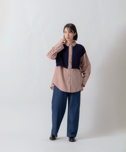 Kelen(ケレン)の「「KELEN / ケレン」パネルデザインニットコンビブラウス(シャツ/ブラウス・レディース・オフホワイト/サックスブルー/ベージュ・S/M)」の16枚目の写真
