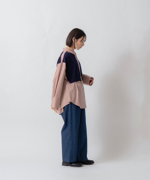 Kelen(ケレン)の「「KELEN / ケレン」パネルデザインニットコンビブラウス(シャツ/ブラウス・レディース・オフホワイト/サックスブルー/ベージュ・S/M)」の18枚目の写真
