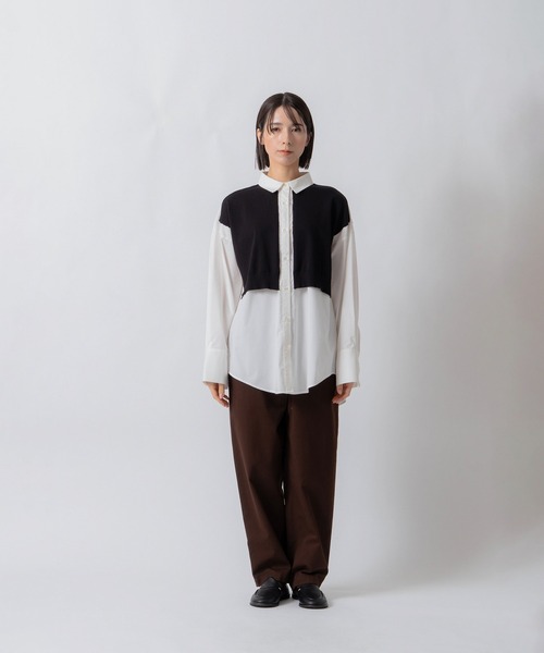 Kelen(ケレン)の「「KELEN / ケレン」パネルデザインニットコンビブラウス(シャツ/ブラウス・レディース・オフホワイト/サックスブルー/ベージュ・S/M)」の22枚目の写真