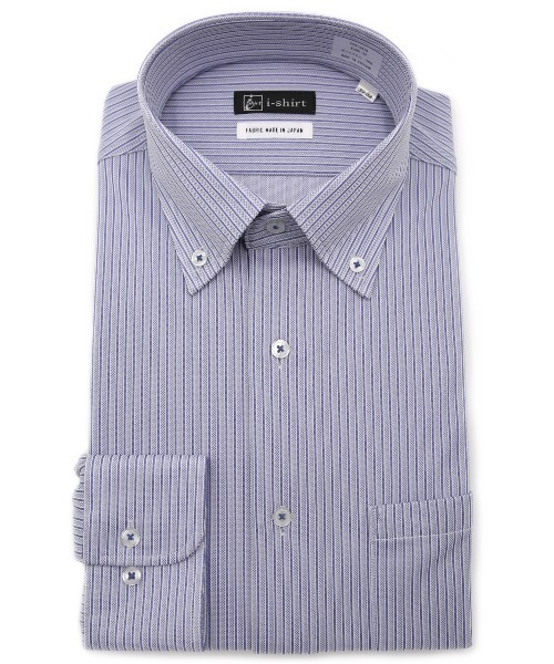 Perfect Suit FActory(パーフェクトスーツファクトリー)の「【完全ノーアイロン/アイシャツLimited】 ストライプ レギュラーフィット ボタンダウン L.グレー/S.ブルー(ビジネスシャツ・メンズ・ライトグレー/ブルー・首回り41cm-裄丈84cm/首回り39cm-裄丈82cm/首回り37cm-裄丈80cm/首回り45cm-裄丈86cm/首回り43cm-裄丈86cm)」の2枚目の写真