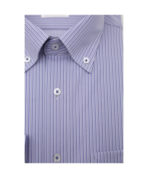Perfect Suit FActory(パーフェクトスーツファクトリー)の「【完全ノーアイロン/アイシャツLimited】 ストライプ レギュラーフィット ボタンダウン L.グレー/S.ブルー(ビジネスシャツ・メンズ・ライトグレー/ブルー・首回り41cm-裄丈84cm/首回り39cm-裄丈82cm/首回り37cm-裄丈80cm/首回り45cm-裄丈86cm/首回り43cm-裄丈86cm)」の6枚目の写真