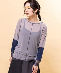 ドットメッシュ切替メロー長袖Tシャツ