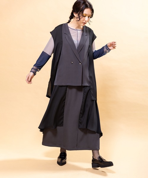 OSMOSIS（オズモーシス）の「ドットメッシュ切替メロー長袖Tシャツ（Tシャツ/カットソー・レディース・ブラウン/ブラック/グレー・ONE SIZE）」の10枚目の写真