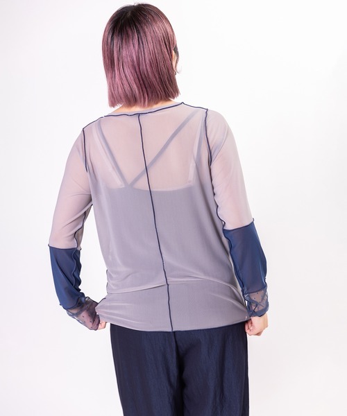 OSMOSIS（オズモーシス）の「ドットメッシュ切替メロー長袖Tシャツ（Tシャツ/カットソー・レディース・ブラウン/ブラック/グレー・ONE SIZE）」の17枚目の写真