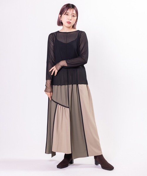 OSMOSIS（オズモーシス）の「ドットメッシュ切替メロー長袖Tシャツ（Tシャツ/カットソー・レディース・ブラウン/ブラック/グレー・ONE SIZE）」の19枚目の写真