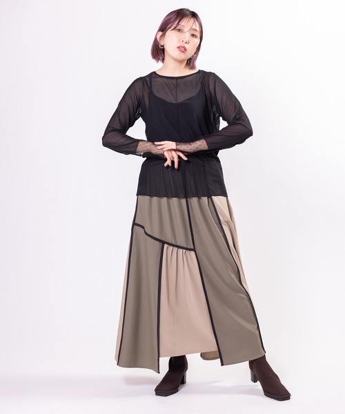 OSMOSIS（オズモーシス）の「ドットメッシュ切替メロー長袖Tシャツ（Tシャツ/カットソー・レディース・ブラウン/ブラック/グレー・ONE SIZE）」の20枚目の写真