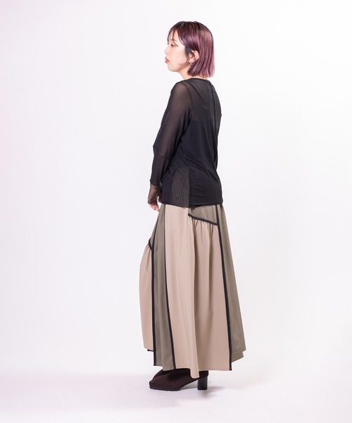 OSMOSIS（オズモーシス）の「ドットメッシュ切替メロー長袖Tシャツ（Tシャツ/カットソー・レディース・ブラウン/ブラック/グレー・ONE SIZE）」の21枚目の写真
