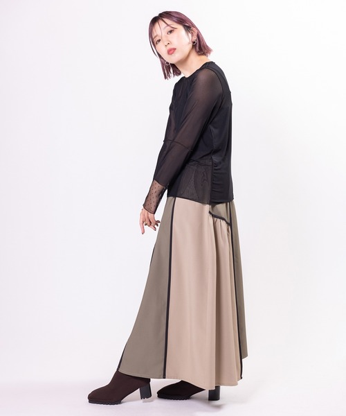OSMOSIS（オズモーシス）の「ドットメッシュ切替メロー長袖Tシャツ（Tシャツ/カットソー・レディース・ブラウン/ブラック/グレー・ONE SIZE）」の22枚目の写真