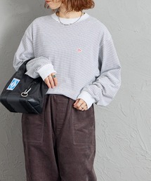 [DANTON/ダントン] ワンポイントロゴ クルーネックボーダーロンT