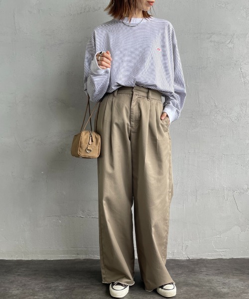 刺繡Logo圓領條紋長袖T恤