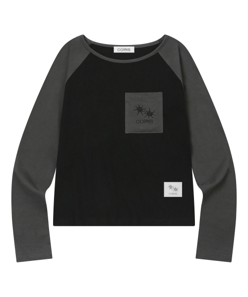COIRIS（コイリス）の「レイシナグラン配色長袖Tシャツ（2カラー）（Tシャツ/カットソー・レディース・ダークグレー/ブラック・FREE）」の3枚目の写真