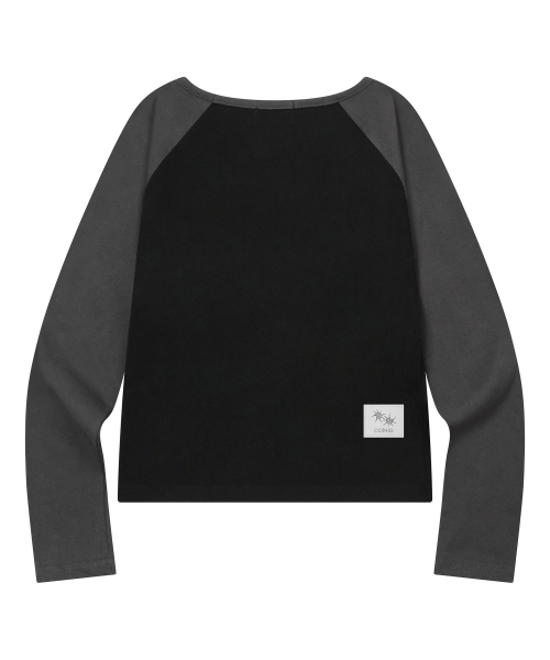 COIRIS（コイリス）の「レイシナグラン配色長袖Tシャツ（2カラー）（Tシャツ/カットソー・レディース・ダークグレー/ブラック・FREE）」の4枚目の写真