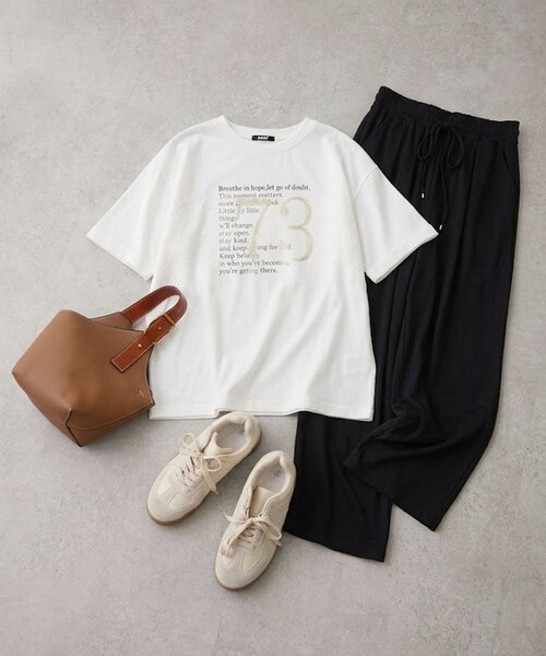 Remind me and forever(リマインドミーアンドフォーエバー)の「フロントレースロゴTシャツ(Tシャツ/カットソー・レディース・ブラウン/オフホワイト/スミクロ・FREE)」の9枚目の写真