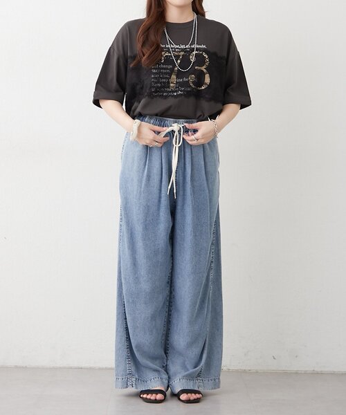 Remind me and forever(リマインドミーアンドフォーエバー)の「フロントレースロゴTシャツ(Tシャツ/カットソー・レディース・ブラウン/オフホワイト/スミクロ・FREE)」の16枚目の写真