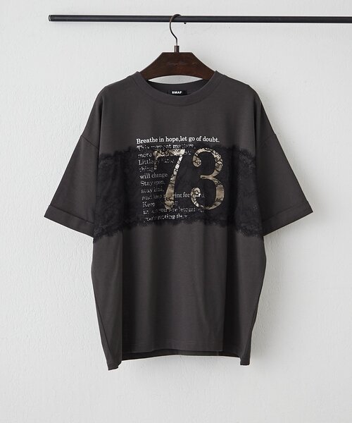 Remind me and forever(リマインドミーアンドフォーエバー)の「フロントレースロゴTシャツ(Tシャツ/カットソー・レディース・ブラウン/オフホワイト/スミクロ・FREE)」の17枚目の写真