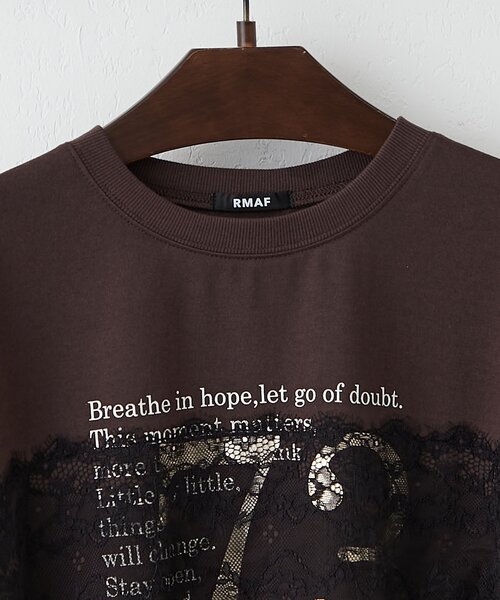 Remind me and forever(リマインドミーアンドフォーエバー)の「フロントレースロゴTシャツ(Tシャツ/カットソー・レディース・ブラウン/オフホワイト/スミクロ・FREE)」の18枚目の写真