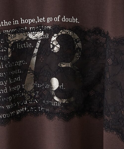 Remind me and forever(リマインドミーアンドフォーエバー)の「フロントレースロゴTシャツ(Tシャツ/カットソー・レディース・ブラウン/オフホワイト/スミクロ・FREE)」の19枚目の写真