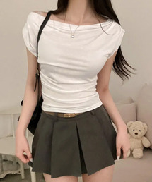 ドレープネック 半袖トップス