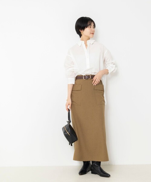 Rie Miller（リエミラー）の「ウォッシャブルフリルカラーセンターベント（シャツ/ブラウス・レディース・ホワイト系その他4/キナリ/ライトブルー・38）」の7枚目の写真