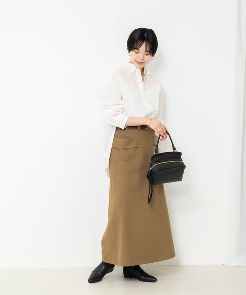 Rie Miller（リエミラー）の「ウォッシャブルフリルカラーセンターベント（シャツ/ブラウス・レディース・ホワイト系その他4/キナリ/ライトブルー・38）」の8枚目の写真