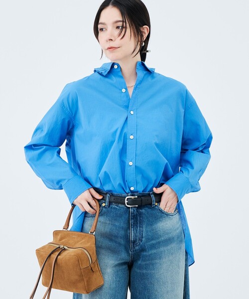 Rie Miller（リエミラー）の「ウォッシャブルフリルカラーセンターベント（シャツ/ブラウス・レディース・ホワイト系その他4/キナリ/ライトブルー・38）」の20枚目の写真