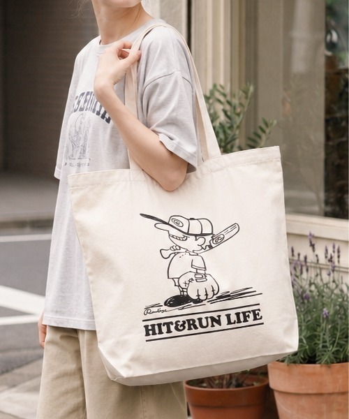 Rawlings(ローリングス)の「【Rawlings/ローリングス】BASEBALL BOY TOTE /キャンバストートバッグ ロゴプリント(トートバッグ・レディース・ブラック/オフホワイト・FREE)」の2枚目の写真